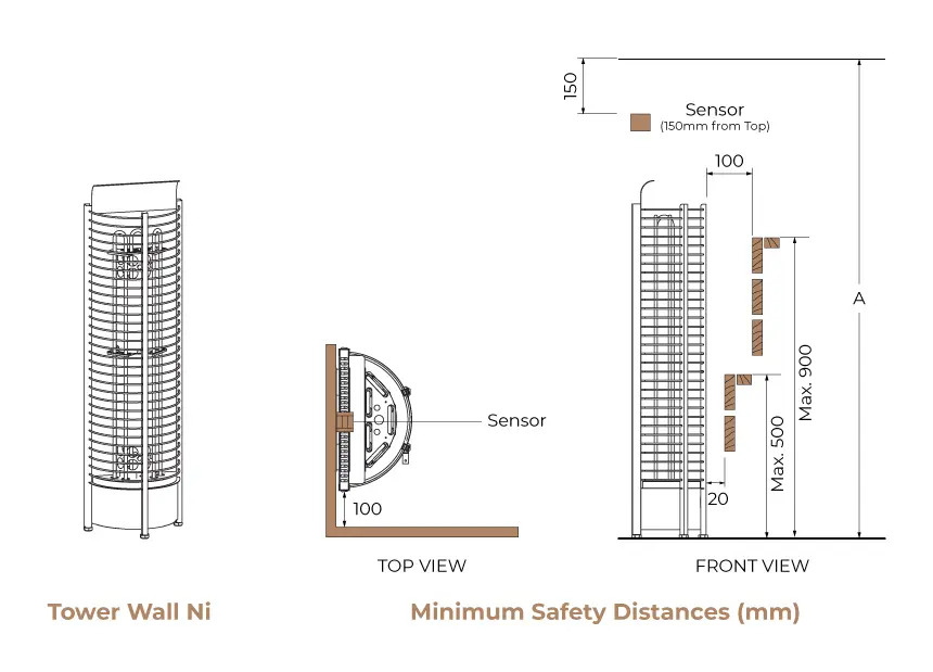 SAWO Tower Wall Ni minimum safety distances SAWO Tower Wall Ni minimum safety distances
