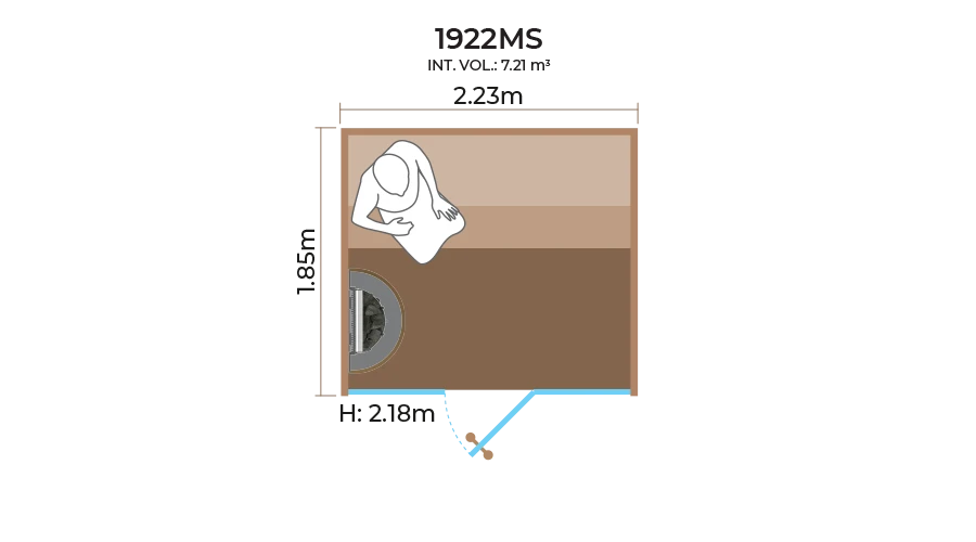 Glass Front Sauna Room Horizontal Panel 1922MS